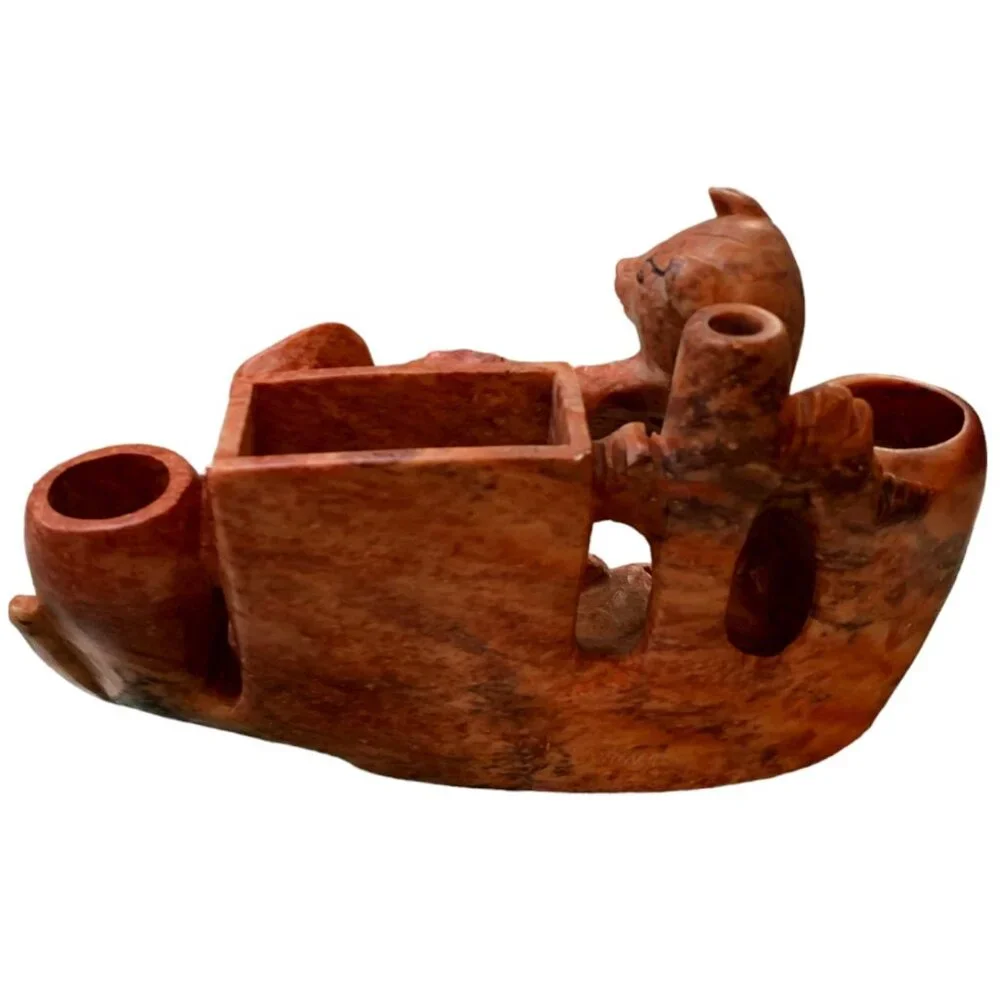 Vintage Chinese Soapstone Brush Holder